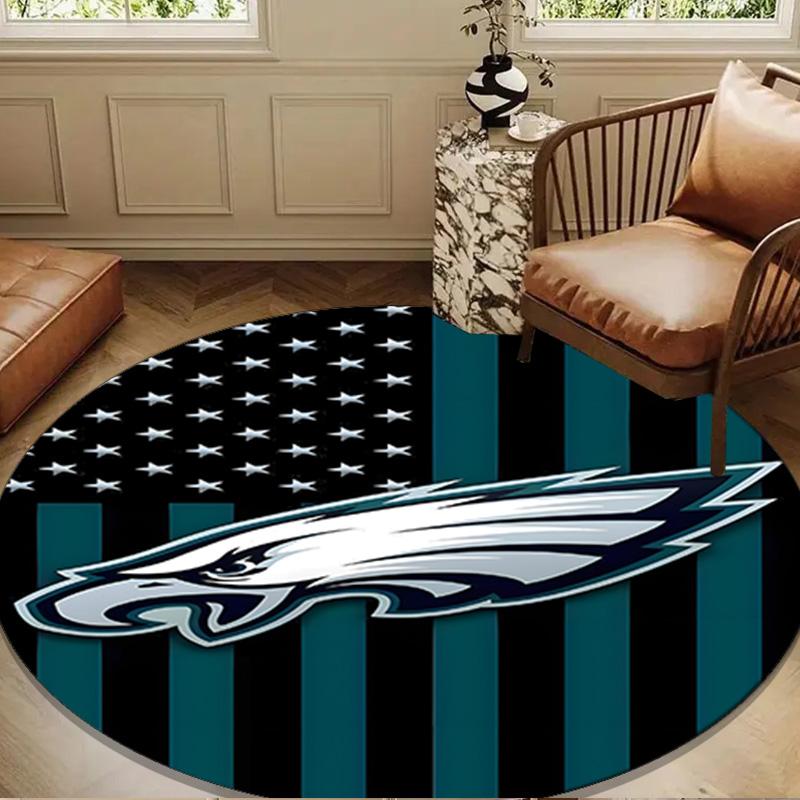 Philadelphia Eagles Yuvarlak Mat, Kaymaz Daire Halı Sandalye Halısı Salon, Yatak Odası, Paspas Ev Dekorasyonu Hediye Noel Hediyeleri İçin