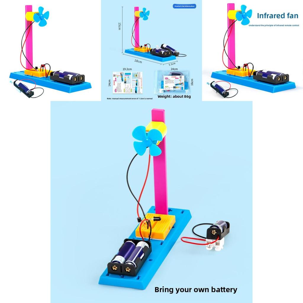 Simulated Infrared Remote Control Fan Model Assembly Set Children Puzzle Toy For Kids Learning And Stem Development