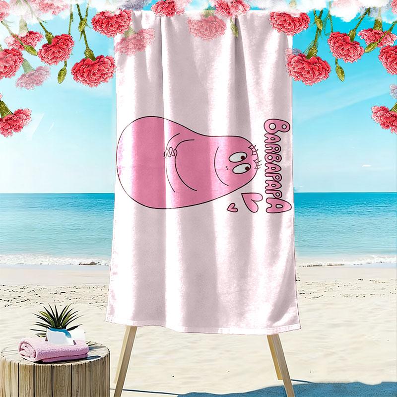 Barbapapa Art Print Beach Towel, Large Soft Quick Dry Towel for Beach Camping Swimming