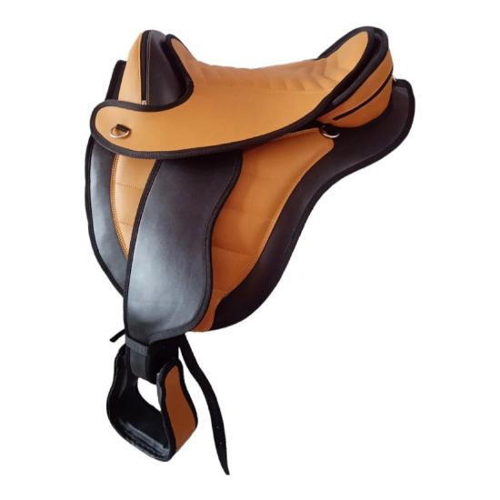 Orange Treeless Synthetic Western Tack Saddle Get Matching Fender Girth For Horse Bareback