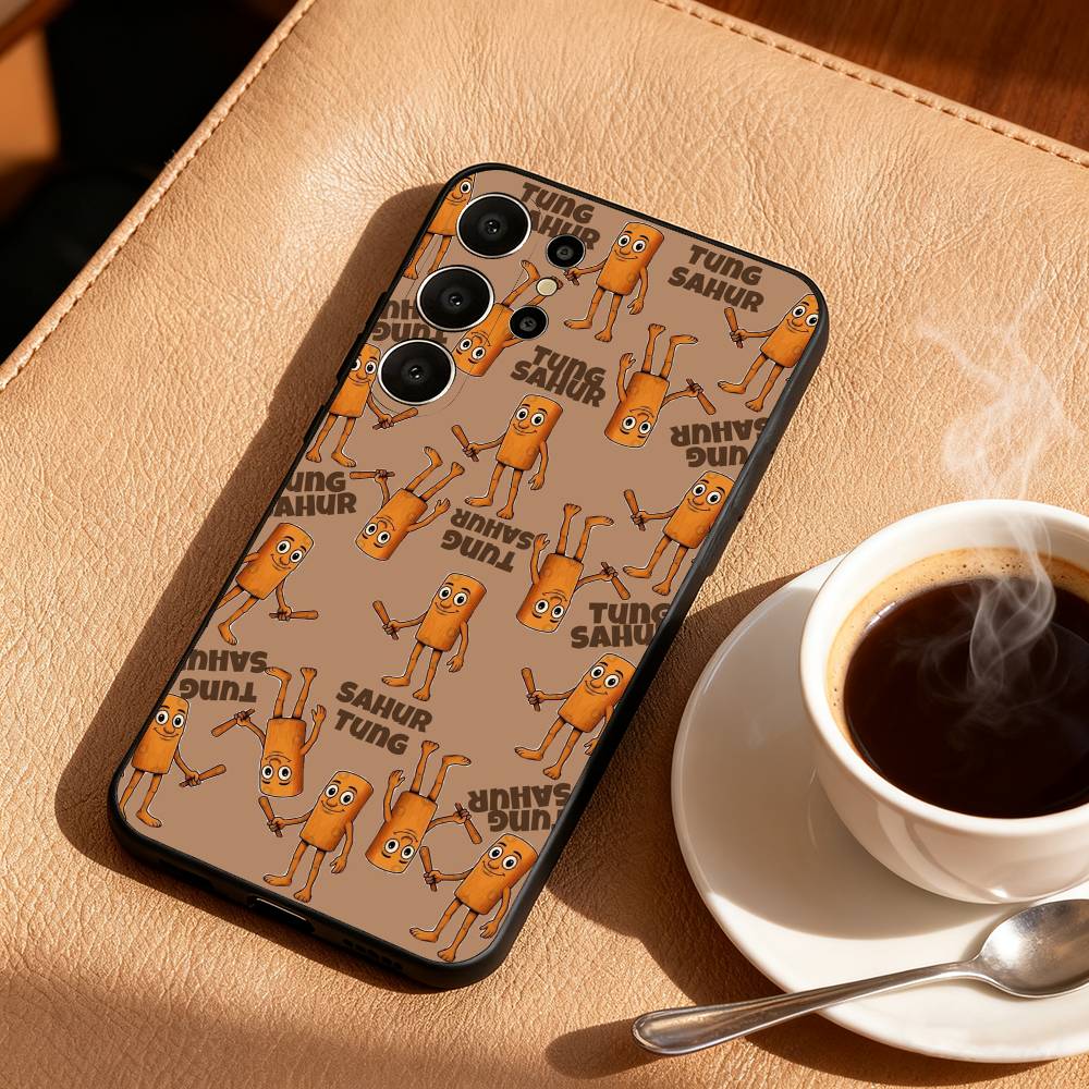 I-Italian B-Brainrot T-Tung Phone Case For Samsung S26,S25,S24,S21,S22,S23,S30,Ultra,S20,FE,Lite,10,9,Black Cover