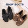 Korean Style Women's Velvet Lined Cotton Bow Toe Warm Indoor Shoes