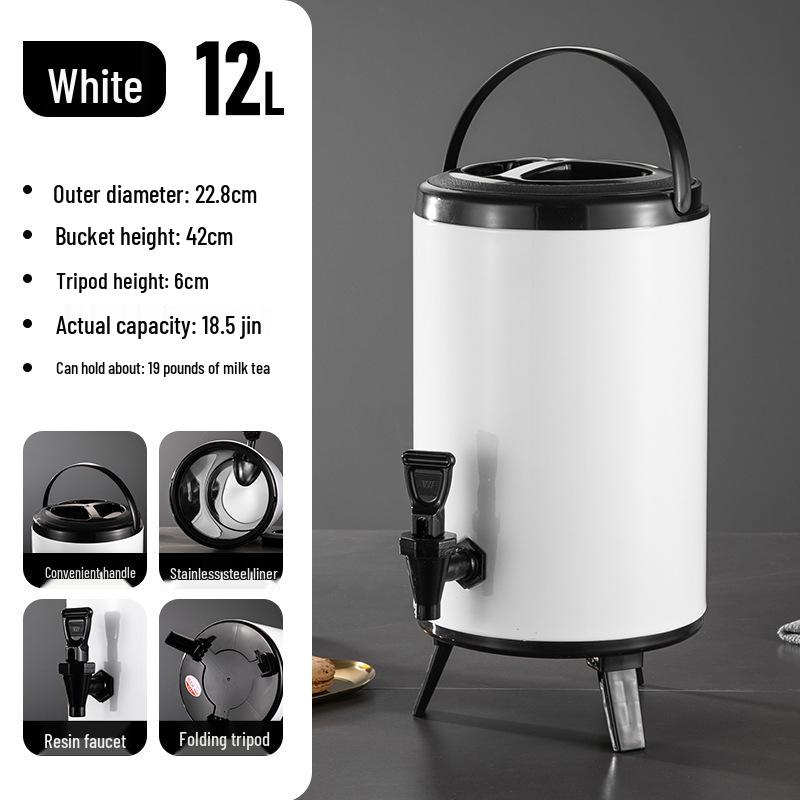 Commercial Stainless Steel Insulated Double-Layer Bucket for Milk Tea & Soy Milk, Large Capacity 
