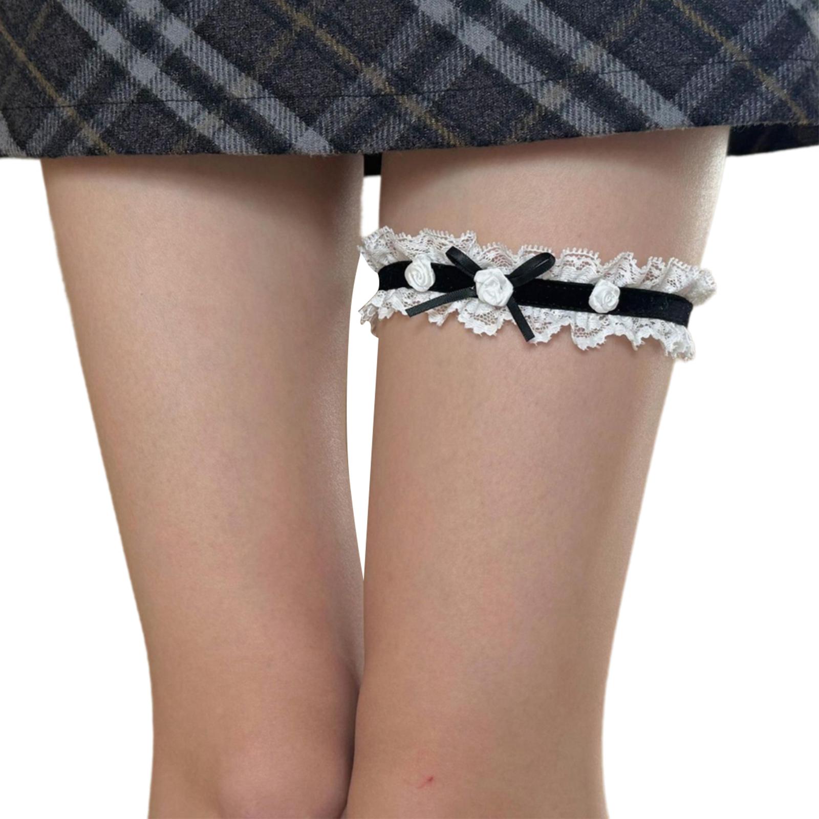 

Подвязки для ног в стиле панк с бантами и розами для женщин, уникальный аксессуар для костюма для вечеринки, сексуальная цепочка на бедро, подвязка со звездой разноцветный
