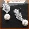 Huitan Women Elegant Drop Earrings Imitation Pearl Full Shining CZ Noble Wedding Engagement Trendy Charming Accessories Jewelry