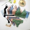 Dikişsiz sutyen külot seti iç çamaşırı seti kadın kablosuz spor yumuşak yastıklı sütyen tanga takım elbise Backless Bralette iç çamaşırı