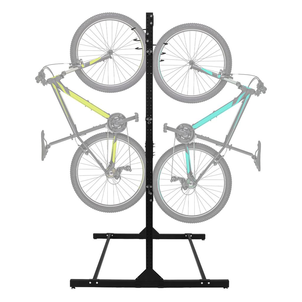 Heavy Duty Bikes Floor Stand with Adjustable Hooks Space-Saving Bike Stands Holds Up To 6 Bikes & 6 Helmets for Home And Garage