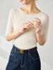 Yangtze Fine Spun Wool One-Shoulder Mid-Sleeve Women's Slimming T-Shirt, Spring Pure Color Elegant Base Layer Top