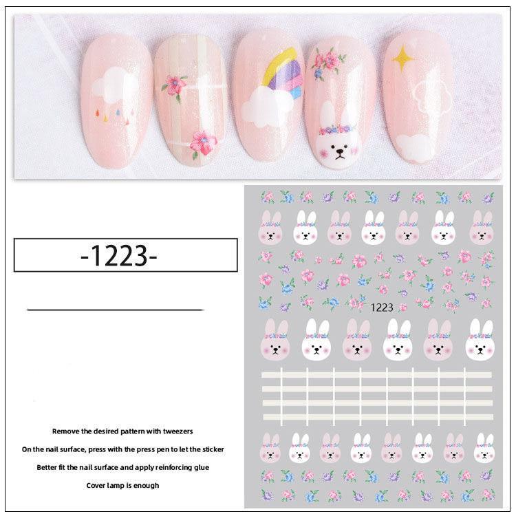 1pc 3D Nail Stickers Spring Summer Natural Flower Leaves Simulation Dried Flower Dragonfly Nail Applique Water Slides Decoration