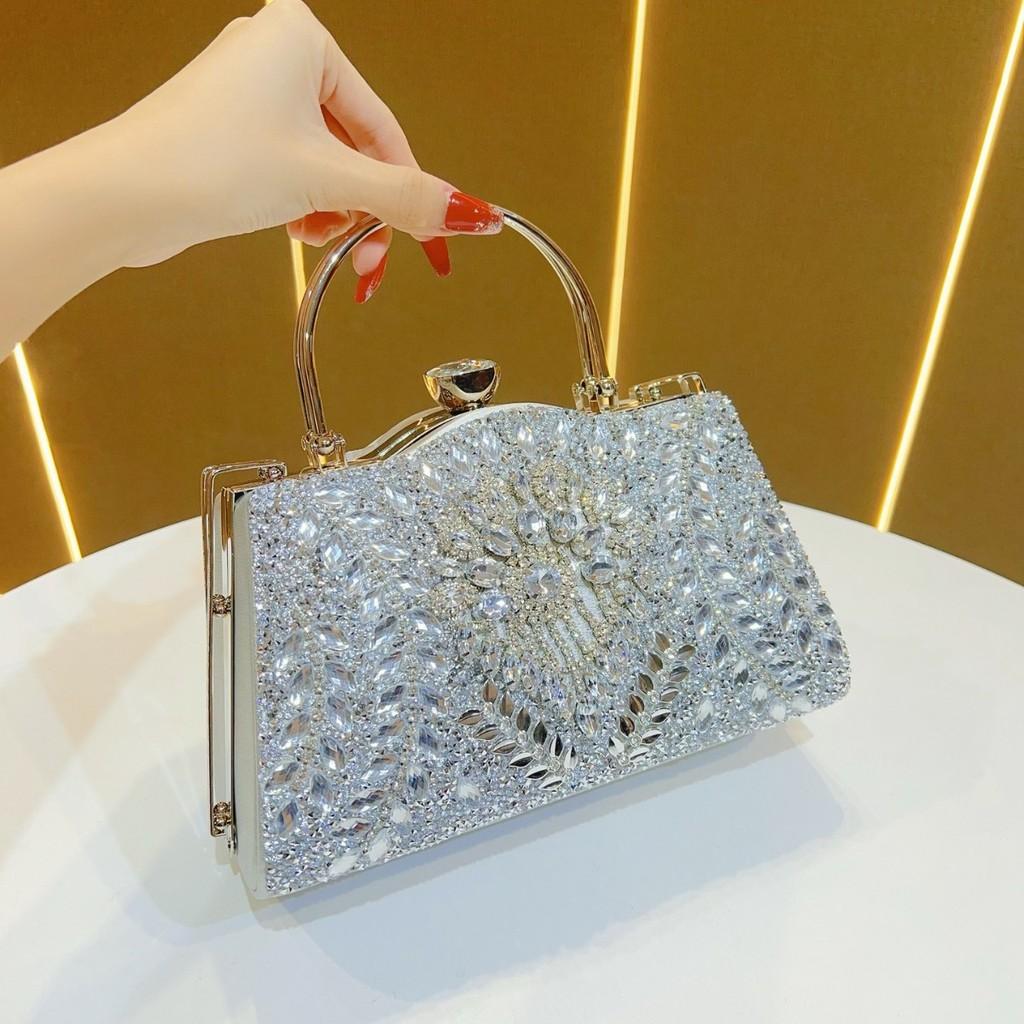 Pu Leather Large Capacity Evening Bag With Sparkling Embellishments For Formal Occasions