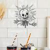 1pc Spooky Halloween Skull for Sticker - Black Electrocuted Design for Bedroom & Entryway Decor, No Power Needed