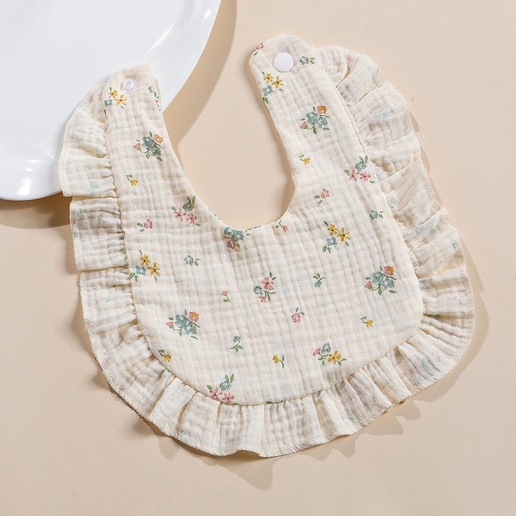 Cute Ruffle Edge Baby Bibs Kids Feeding Anti Dirty Bibs Infant Burp Cloths Newborn Fashion Pure Cotton Feeding Set Accessories