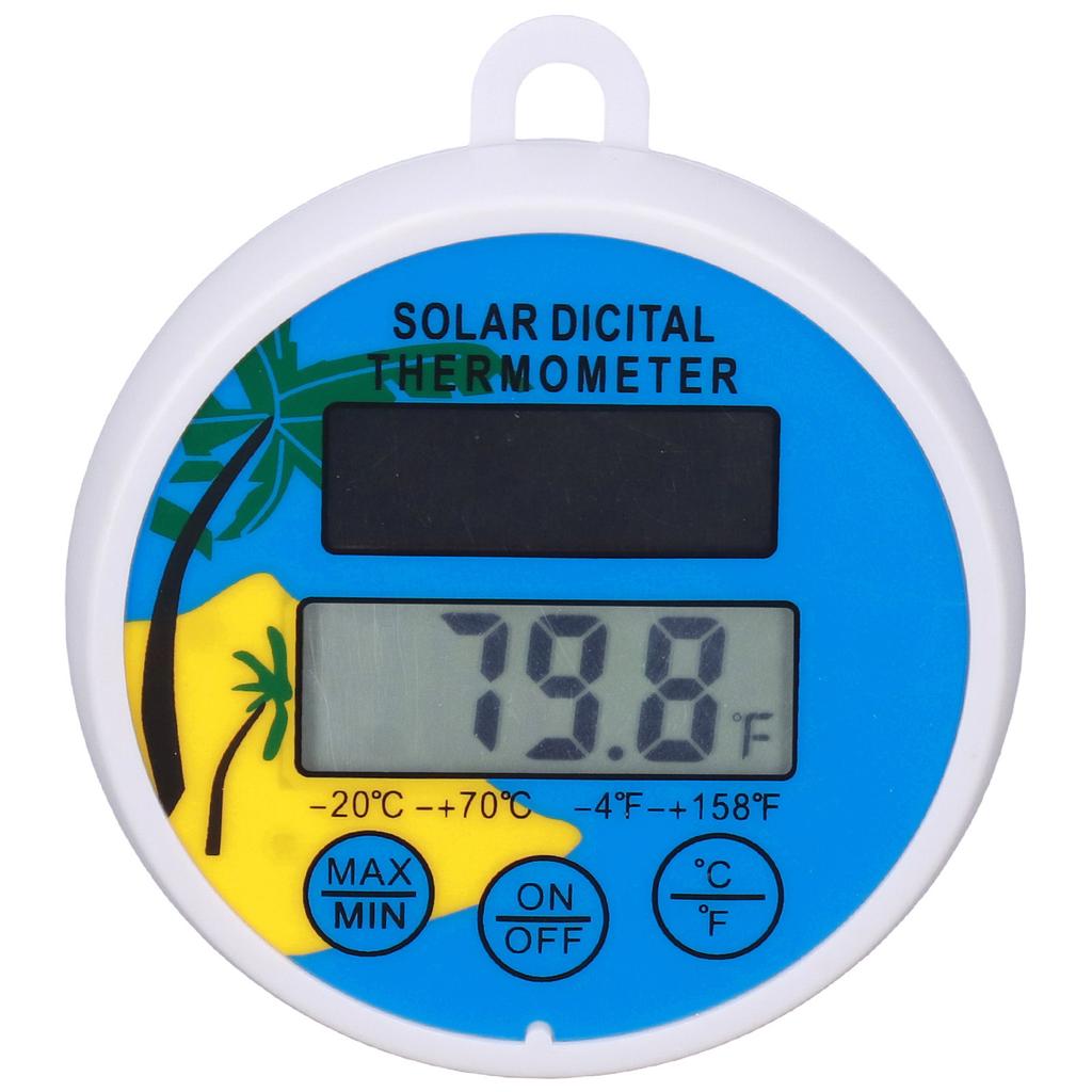 Solar Thermometer Minimum Maximum Water Temperature Display Digital Thermometer for Swimming Spa