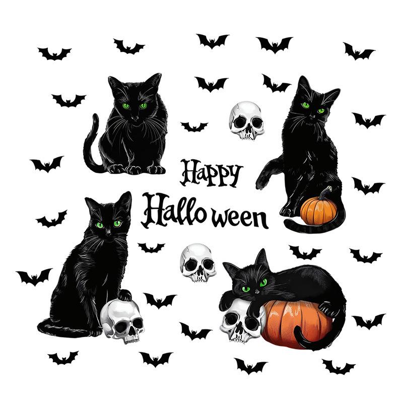 New Halloween Glass Window Stickers, Electrostatic, Black Cat Silhouette, Window Display Stickers, Bat Pumpkin, Holiday Refrigerator Stickers