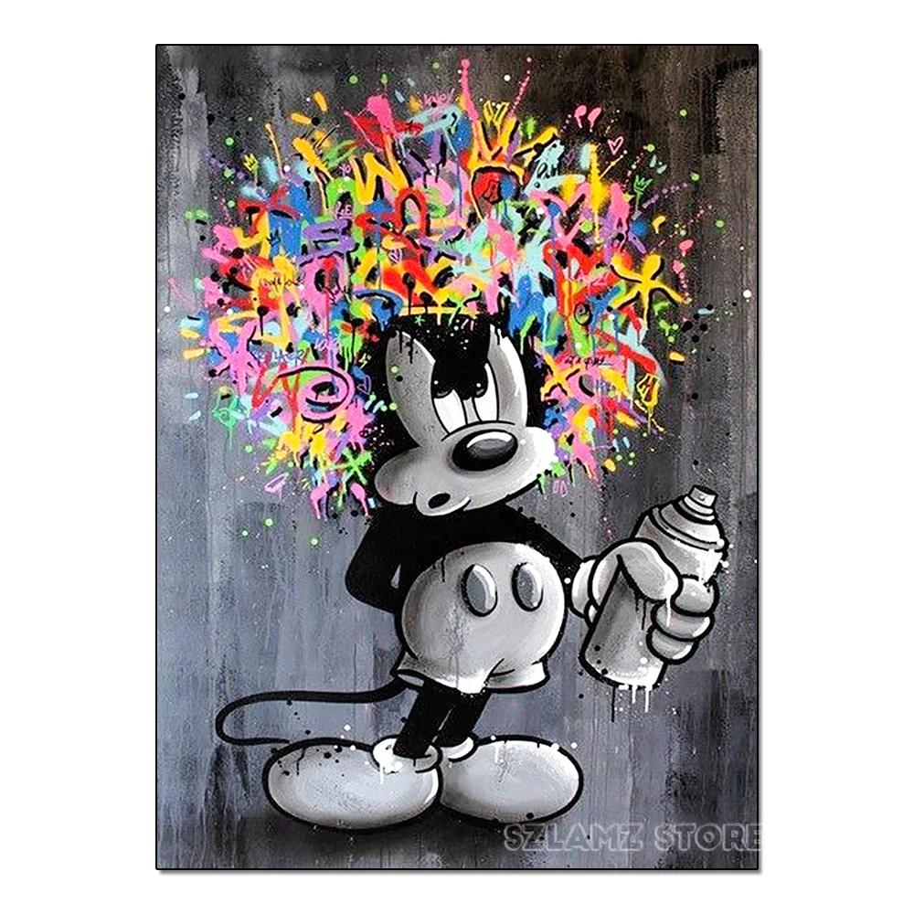 5D DIY Color Mickey Diamond Painting Kit Tidal Graffiti Cross Stitch Handmade Diamond Mosaic Embroidery Art Gift