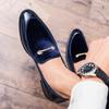 Men's Large Suede Pointed Toe Leather Loafers - British Style Formal/Casual Slip-ons