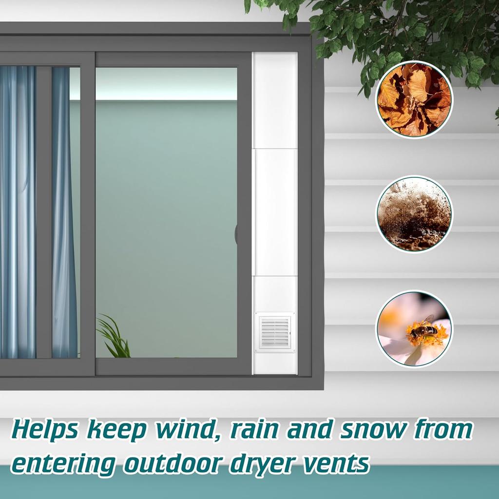Dryer Vent Window Kit,4" Adjustable Window Vent Kit with Outdoor Dryer Vent Cover