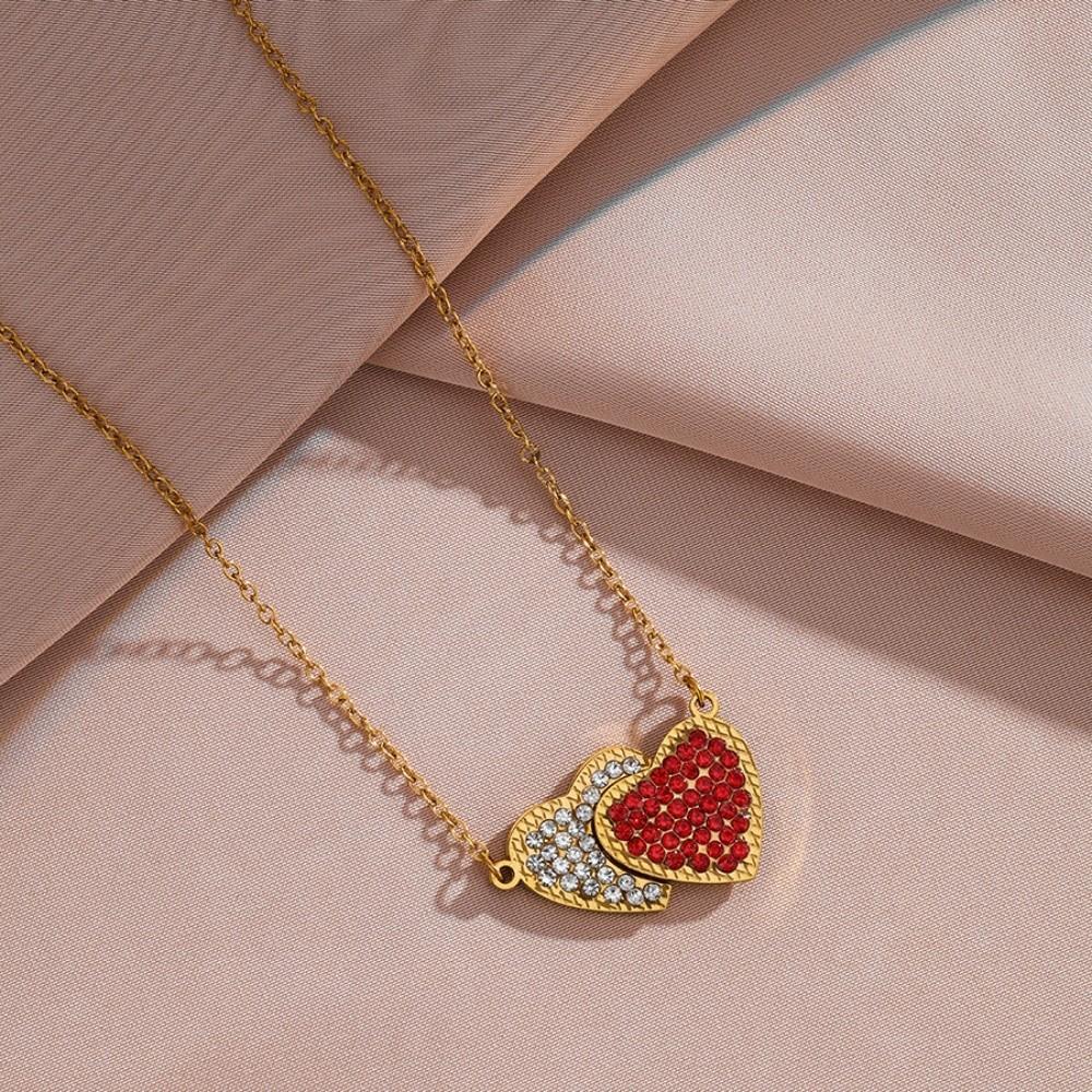 Magnetic Love Heart Pendant Necklace Rhinestone Heart Necklace Valentine's Day Gift