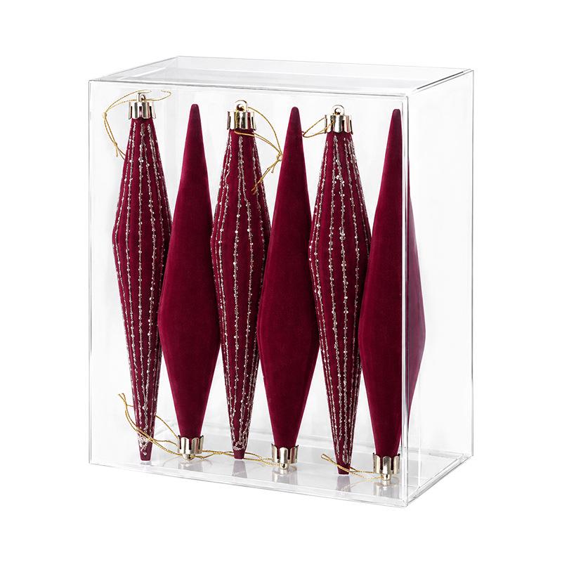 Flocked Painted Cone-Shaped Christmas Icicle Ornaments for Indoor Decoration