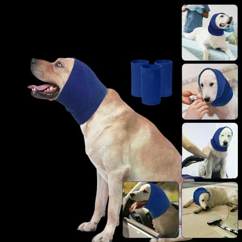 Dog Grooming Earmuff Warm Headband Ear Cover Neck Hat Noise Cancel Soundproof Anxiety Pet Bath Quiet Dry HeadSleeve Dog Supplies