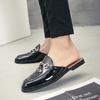 Half Slippers Summer No Heel Lazy Couple Slippers Horse Buckle Bean Shoe Leather Slippers