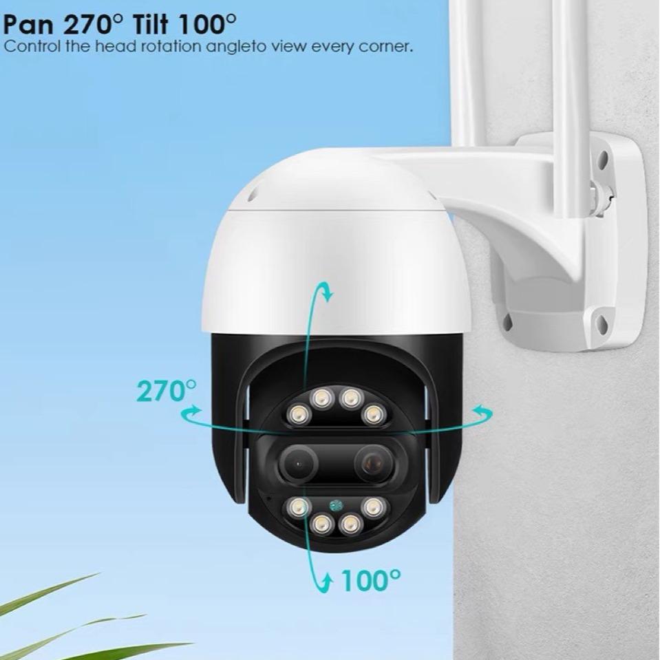 4K Dual Lens PTZ WiFi Security Camera with 8x Zoom