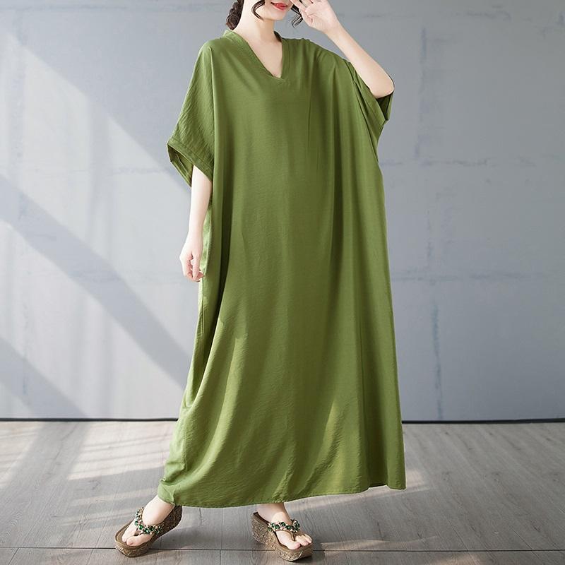 Short Sleeve Plus Size Cotton Vintage New In Dresses for Women Casual Loose Maxi Long Summer Dress