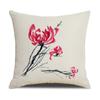 Chinese Style Series Ink Flower and Grass Print Pillow Linen Print New Chinese Style Home Sofa Pillow Living Room Bedroom