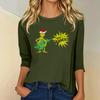 3/4 Sleeve Tops For Women T-Shirt Casual Christmas Print Tops T Shirt Round Neck Pullover Blouse