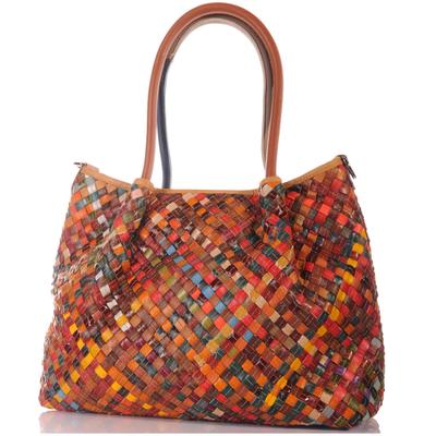 Large Braided Leather Handbag
