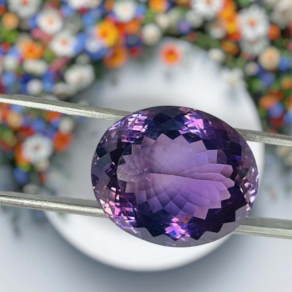 1 Piece of 20 To 30 Carat Size, Natural Amethyst Oval Cut Faceted Loose Gemstone, Healing Gemstone For Jewelry Making Stone Lot.