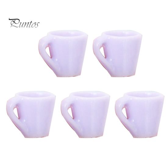 

5шт 1:12 кухлів Модель реалістичного полімерного лялькового будиночка Столовий посуд Мініатюрний декор для кавової чашки світло-фіолетового кольору