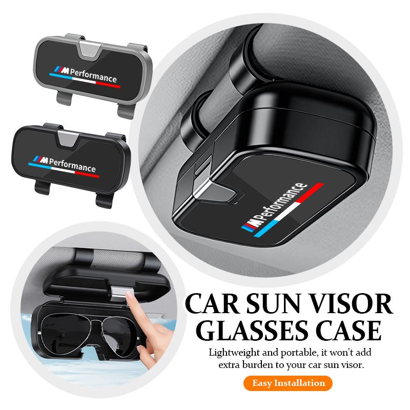 BROB8 Universal Car Sun Visor Glasses Holder Auto Sunglasses Storage Box For BMW M3 M5 M6 Performance X1 X2 X3 X4 X5 M F01 Alpina F20