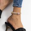 Simple Temperament Diamond-Encrusted Butterfly Anklet Female, Hip-Hop Retro Diamond-Encrusted Cuban Chain Foot Decoration