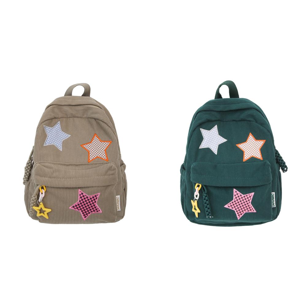 

Вельветовый рюкзак Star Kawaii для женщин, модная школьная сумка (хаки)