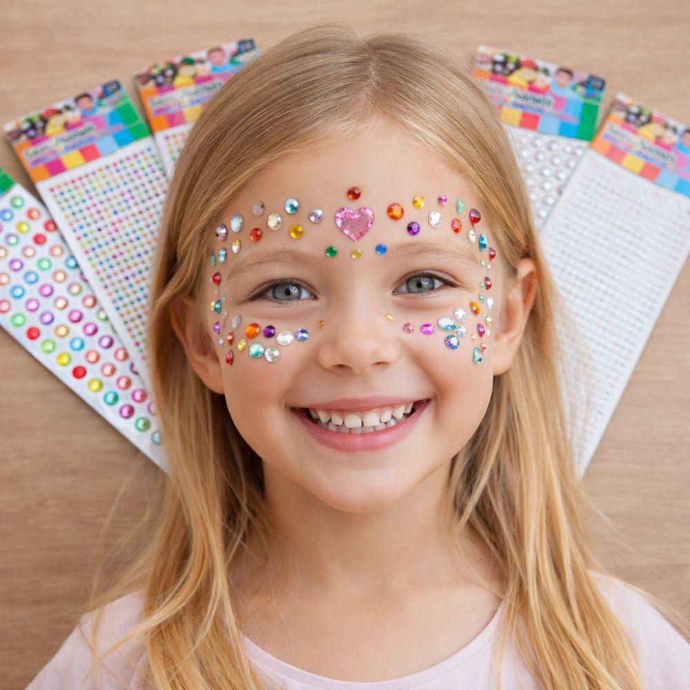 Round Shape 3D Gem Stickers Colorful Design Rhinestone Stickers Diamond Stickers  for Party Makeup