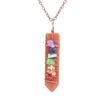 Hand-Wound Colorful Gravel Natural Stone Crystal Powder Spar Sword-Shaped Pendant Necklace N507