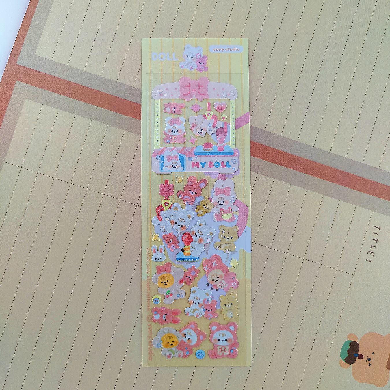 Korean Style Cute Anime Animal Laser Stickers - Cartoon Guka Design