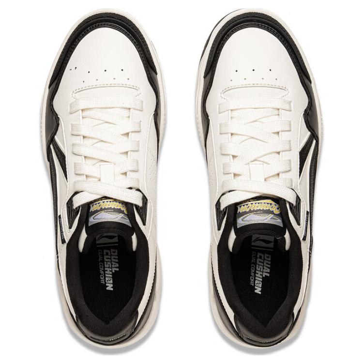 New LiNing Common 80s Anti Slip Wear Resistant Low Top Skateboard Shoes Women's White Black AGCU158-3