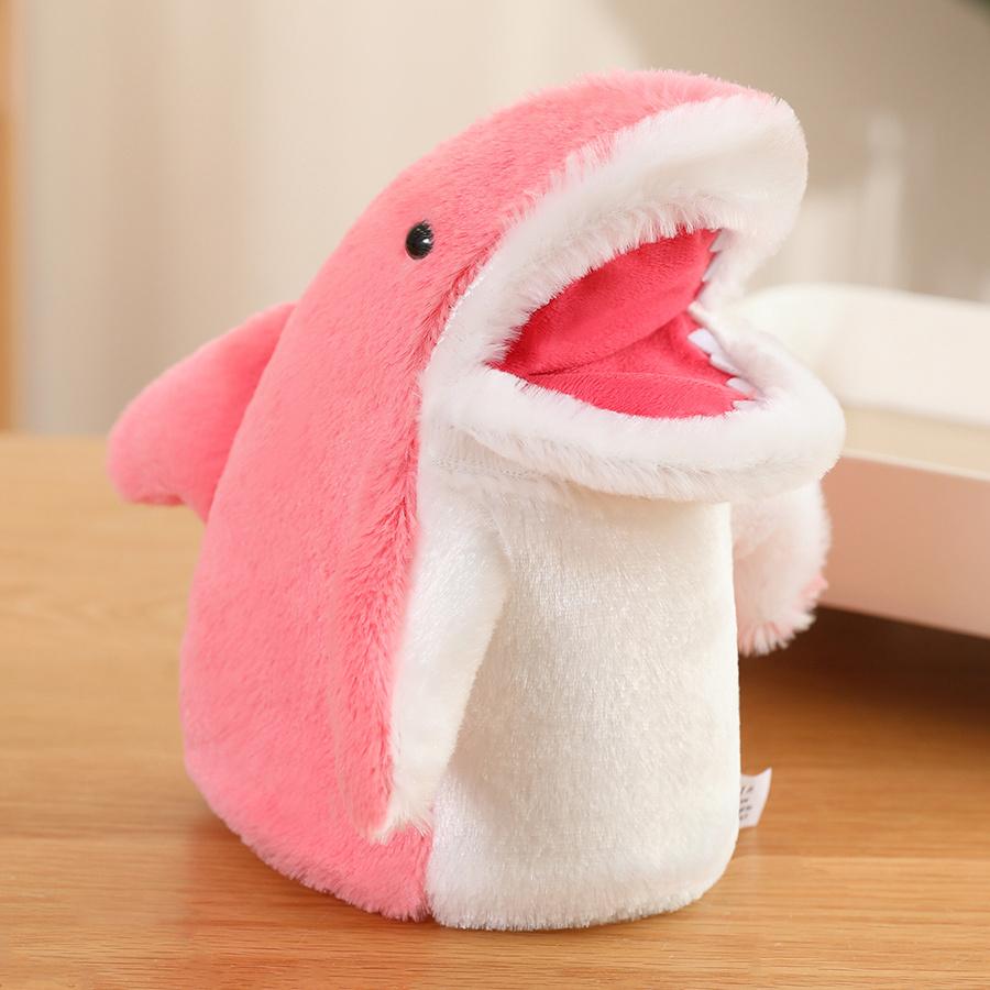 Pink,Blue Shark Plush Toy Cute Couple Shark Hand Puppet Bedtime Story Performance Hand Puppet Child Enlightenment Doll Kid Gift