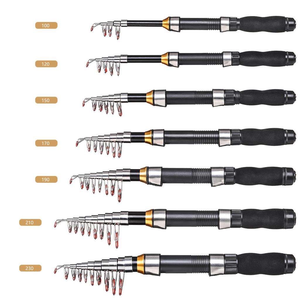 Mini Portable Carbon Fiber Small Sea Rod Small Throwing Rod 1m-2.3m Telescopic Fishing Rod Super Hard Fishing Rod Sea Rod Fishing Gear Set