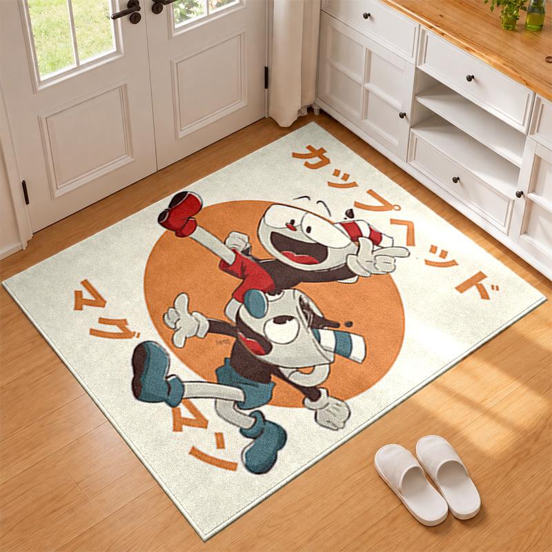 Cuphead Carpet Door Mat for Living Room or Bedroom Protective Mat Under Chair Office Decoration Christmas Gift Birthday Present