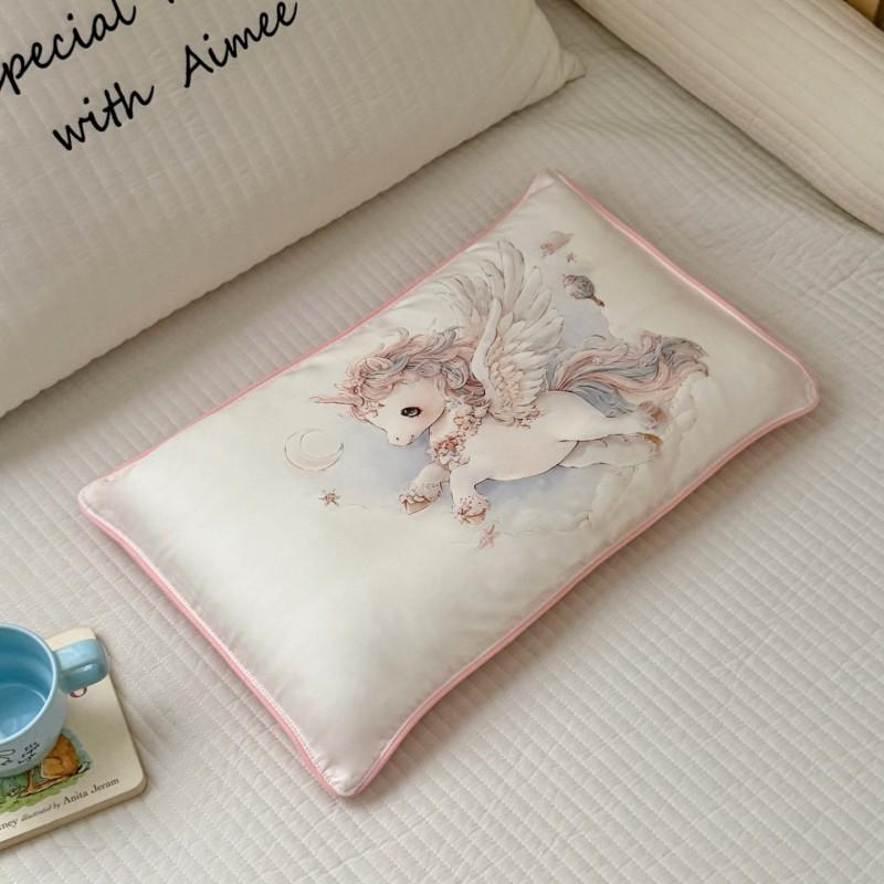 60s Tencel Kids Pillowcase 30x50cm Cartoon Print Cool Sleep Cover Toddler Nursery School Use