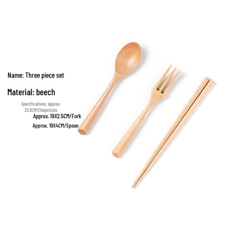 Portable Wooden Cutlery Set: Chopsticks, Fork, Spoon with Cloth Bag for Outdoor Travel