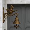 Wall Mount Witch Doorbell Witch on Broom Design Decorative Accessory Cast Iron Door Hanger Bell Outdoor Decorative Bell