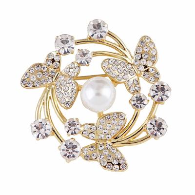 Crystal Pearl Flower Brooches Pins Fashion Beautiful Created Rhinestone Floral Brooch  Idea For Party Dance Wedding Banquet For Elegant Women Girl
