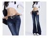 Nostalgic Blue Women's Low Waist Distressed Micro Flare Jeans - Summer Retro Style