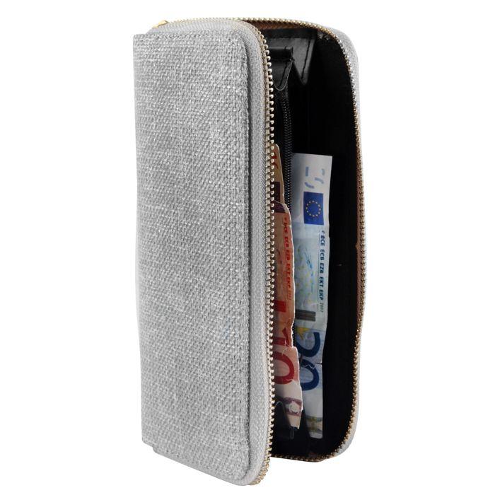 Portefeuille Cham Cham pour femme en toile gris format horizontal classique