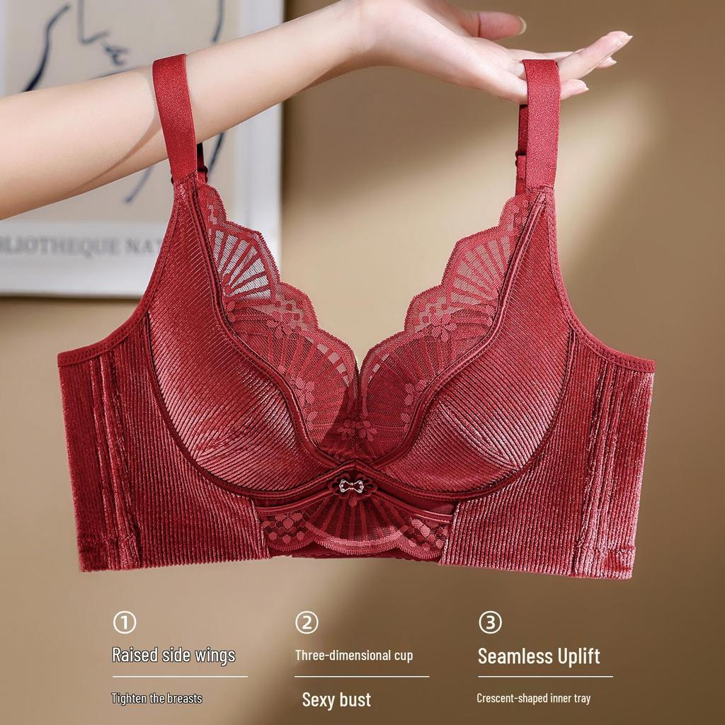 Women's 2026 Red Lingerie Anti-Sag Wireless Bra with Adjustable Support