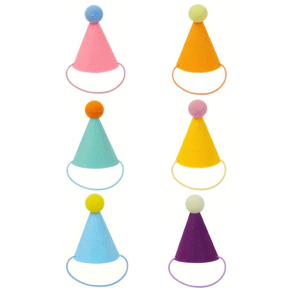 6pcs Animal Party Hats Cone-Shaped Birthday Hats Cats Dogs and Other Small Animals Durable Sewn Edge Polyester and Acrylic Blend